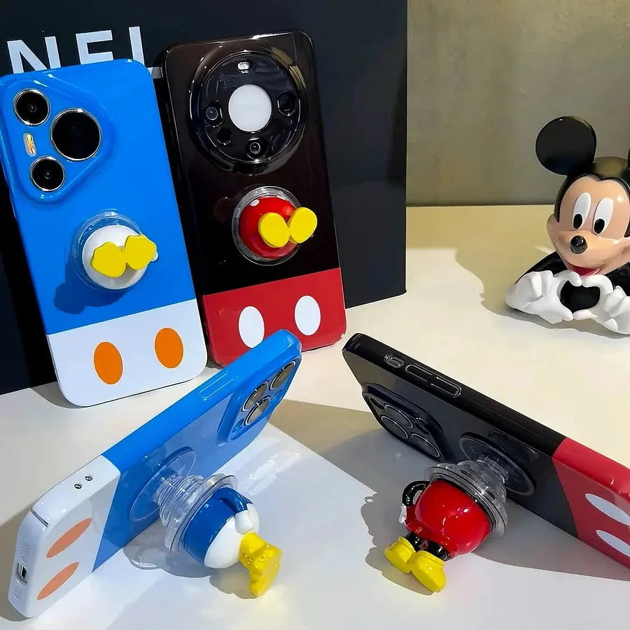 VINESU Fun Pick🎯 Color - Block Mickey Cases + “Butt” Stand—Cute & Playful