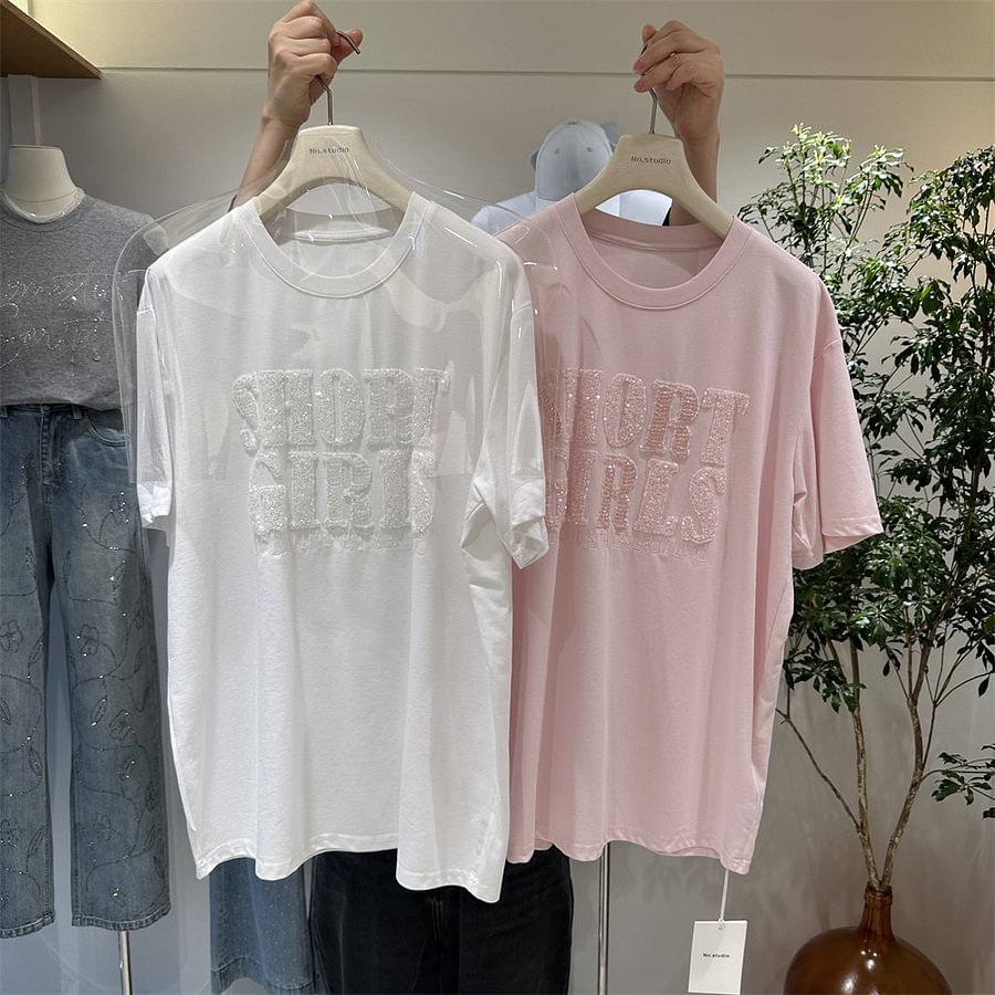 A165 - 320g Ultra-Heavyweight Beaded Graphic Tee - Premium Structured Boxy Fit Cotton T-Shirt - Luxury Artisanal Streetwear