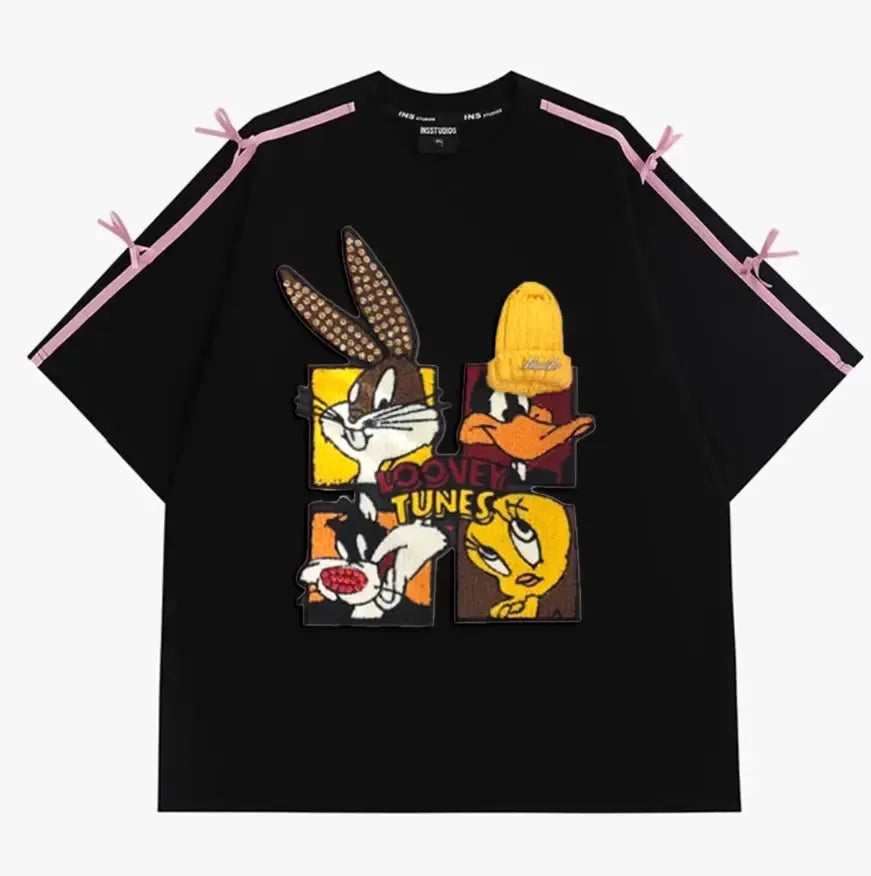 VINESU New Fashionable 3D Bow Print Tee