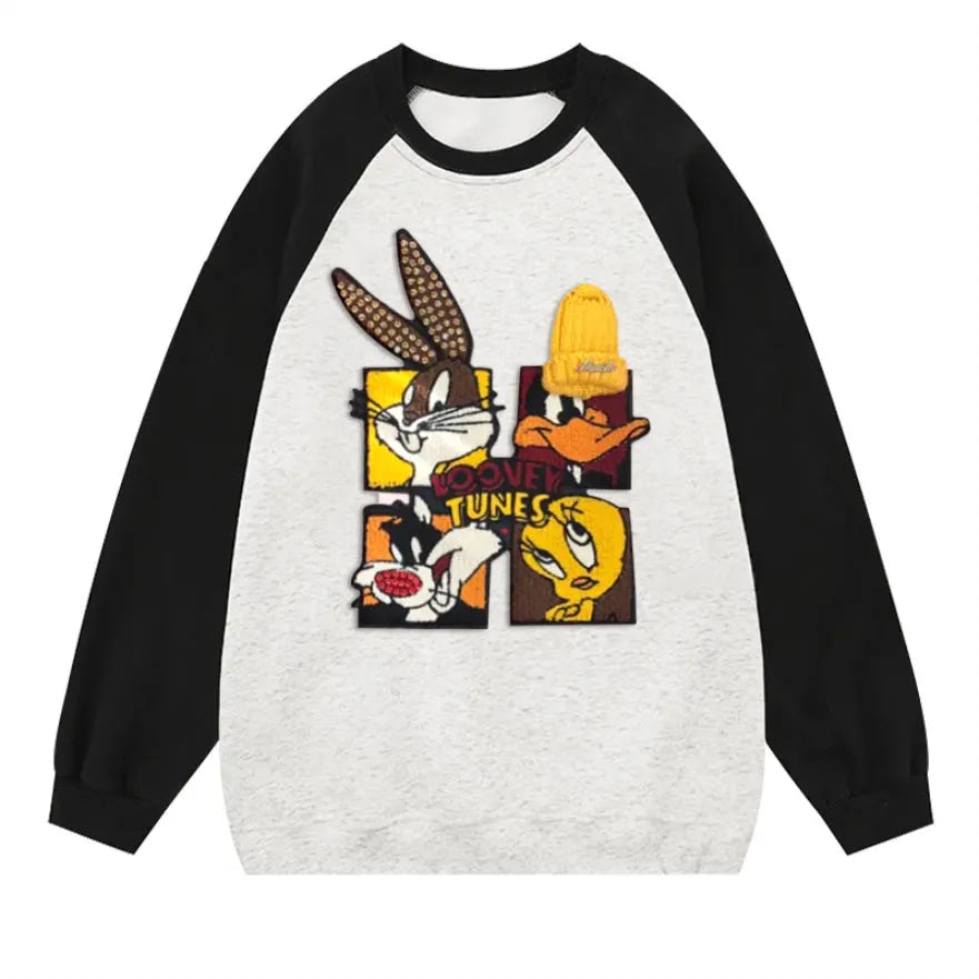 VINESU Looney Tunes - Themed Raglan - Sleeve Sweatshirt: Blend of Style and Cartoon Fun