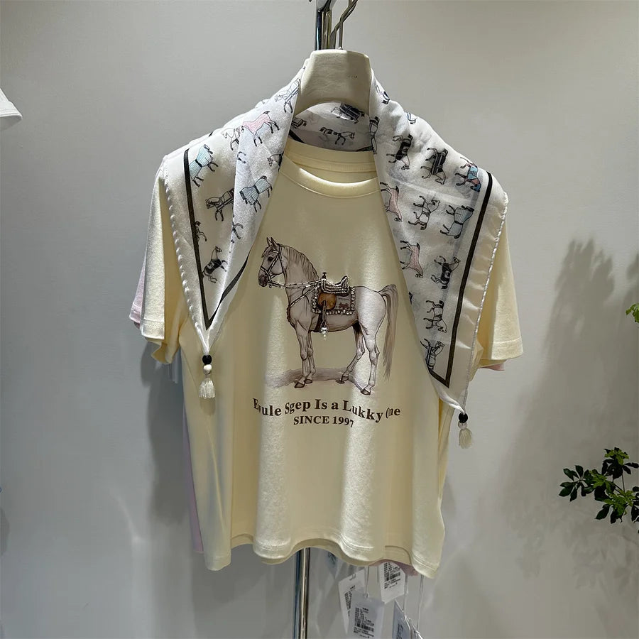 A191 - Artistic Graphic Tee with Beaded Embroidery - 220g Premium Heavyweight Cotton