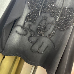 Sequin Embroidered Minnie Hoodie – Lightweight Oversized Pullover