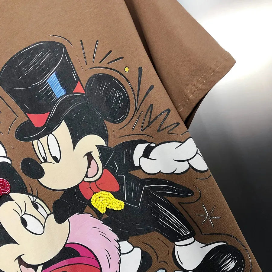 VINESU MKT09 - Vintage Couple Mouse Beaded & Sequin T-Shirt