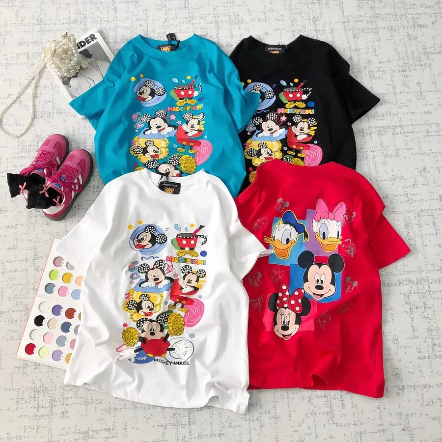 VINESU MKT06 - Y2K Retro Cartoon Gang Double-Sided Embellished Tee