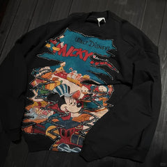 Vinesu A66 - Handmade Reworked Mickey Distressed Sweatshirt | One-of-a-Kind Festive Vintage Top