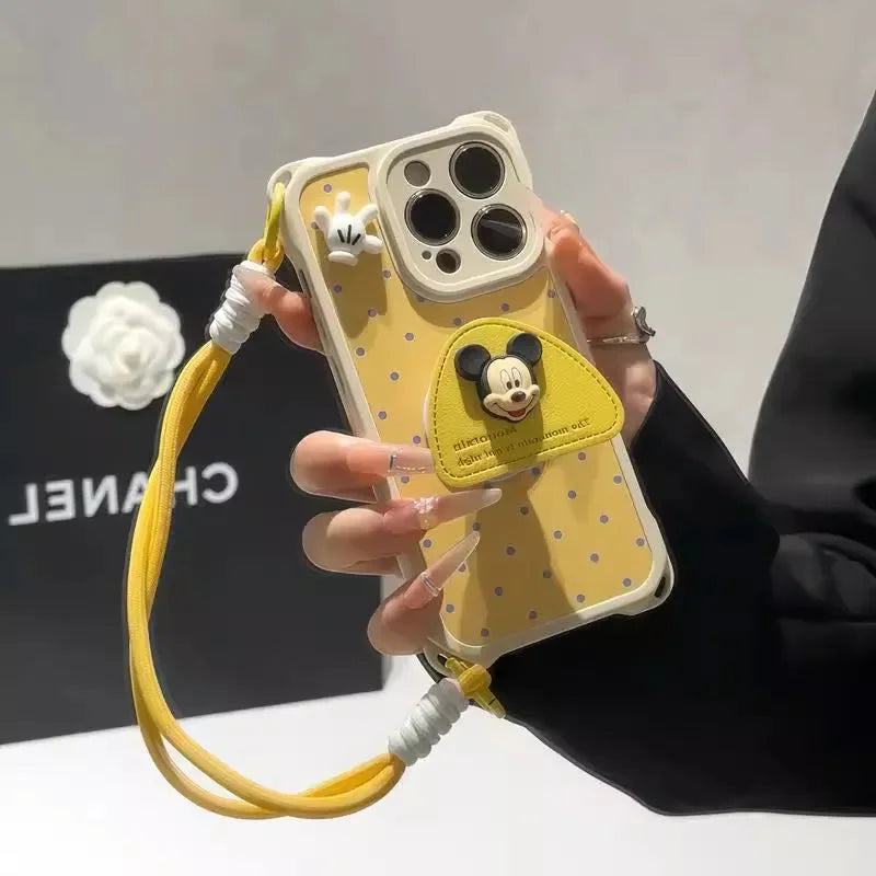 VINESU Adorable Mickey - themed Lanyard Phone Case: Cuteness Meets Practicality-Yellow