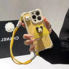 VINESU Adorable Mickey - themed Lanyard Phone Case: Cuteness Meets Practicality-Yellow