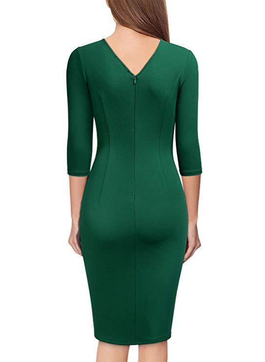 New Fall/Winter Sty V-Neck Office Dinner Party Dress