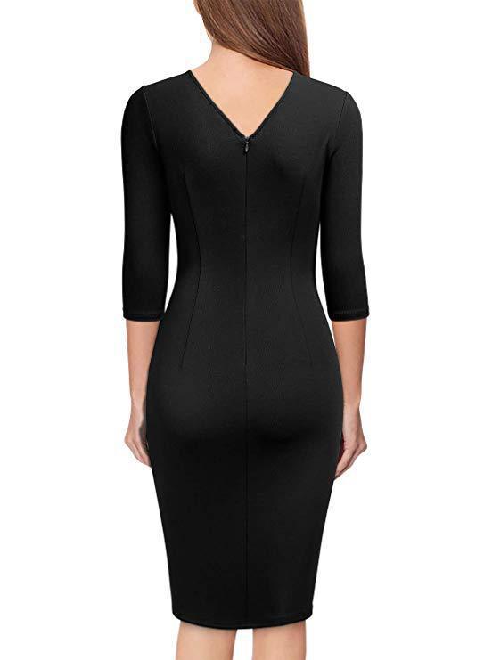 New Fall/Winter Sty V-Neck Office Dinner Party Dress