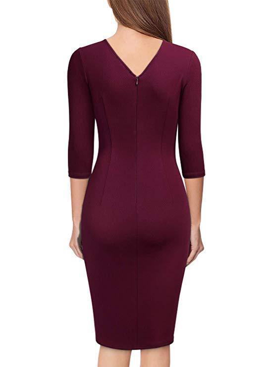 New Fall/Winter Sty V-Neck Office Dinner Party Dress