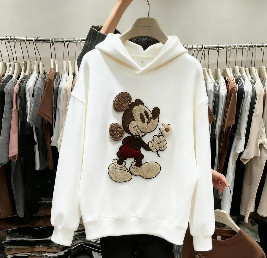 VINESU Heavy-Embellishment 3D Floral Hoodie