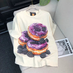 VINESU Heavy Beaded Donut Print Short Sleeve