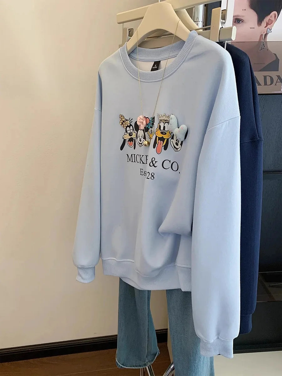 VINESU Can't Resist the Cuteness! Cartoon 3D Decor Sweatshirt