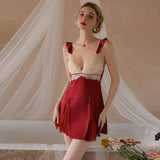 Elegant Embroidered Satin Maiden Nightwear Lingerie