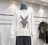 Rhinestone Bugsbunny Graphic Sweatshirt | 3D Chain & Beaded Sunglasses Crewneck