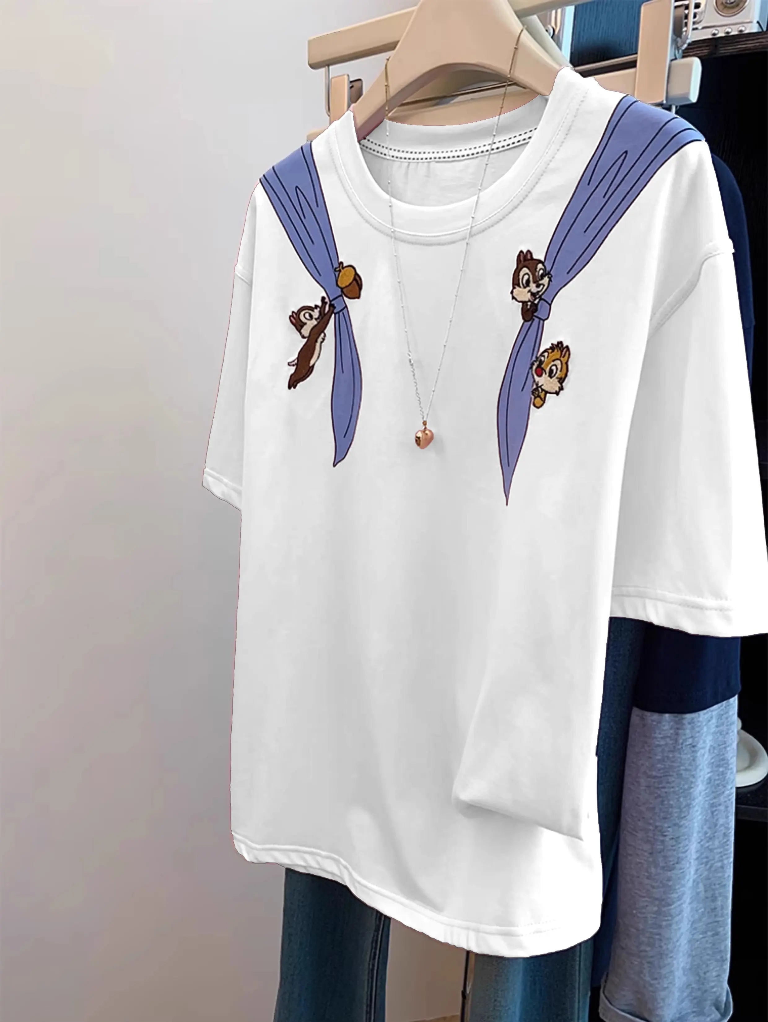 Playful Chipmunk "Cape" Print T-Shirt (Front & Back Design)
