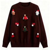 VINESU Christmas Vibe Max🎅 Handmade 3D Felt Decor Red Crewneck Sweater🔥
