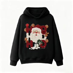 VINESU Cotton Christmas Hoodie | Creative "HO HO" Santa Printed Design