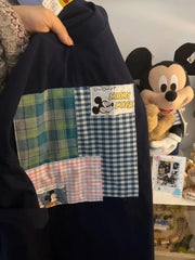 A114 - Handcrafted Patchwork Mickey Mouse Heavyweight Tee – Retro Americana Series