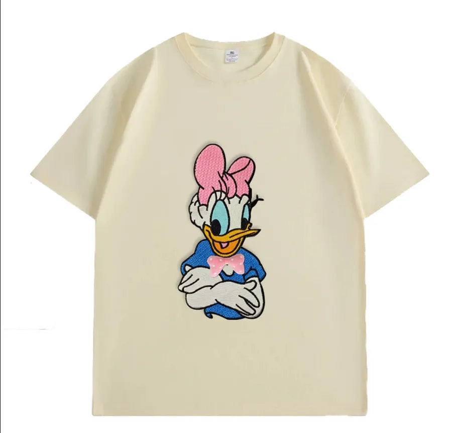 VINESU Embroidered Daisy 🎀 Cute vibe for creamy T-shirts