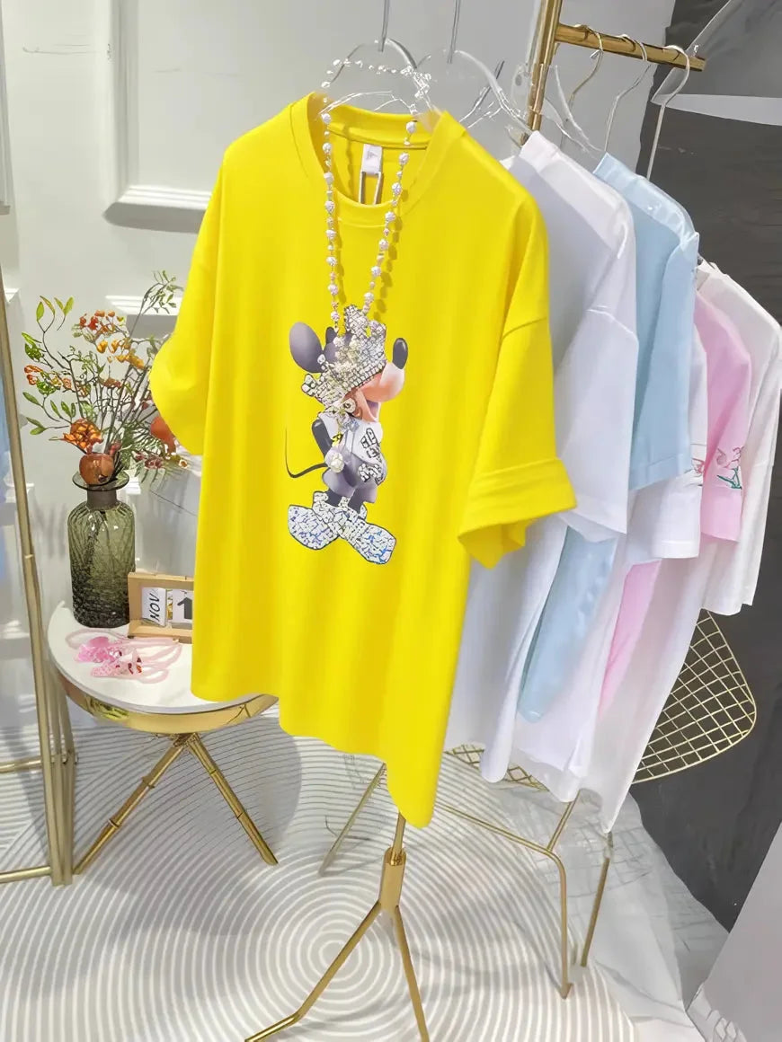 Mickey Crown Heavy Craft Crystal Embellished Tee
