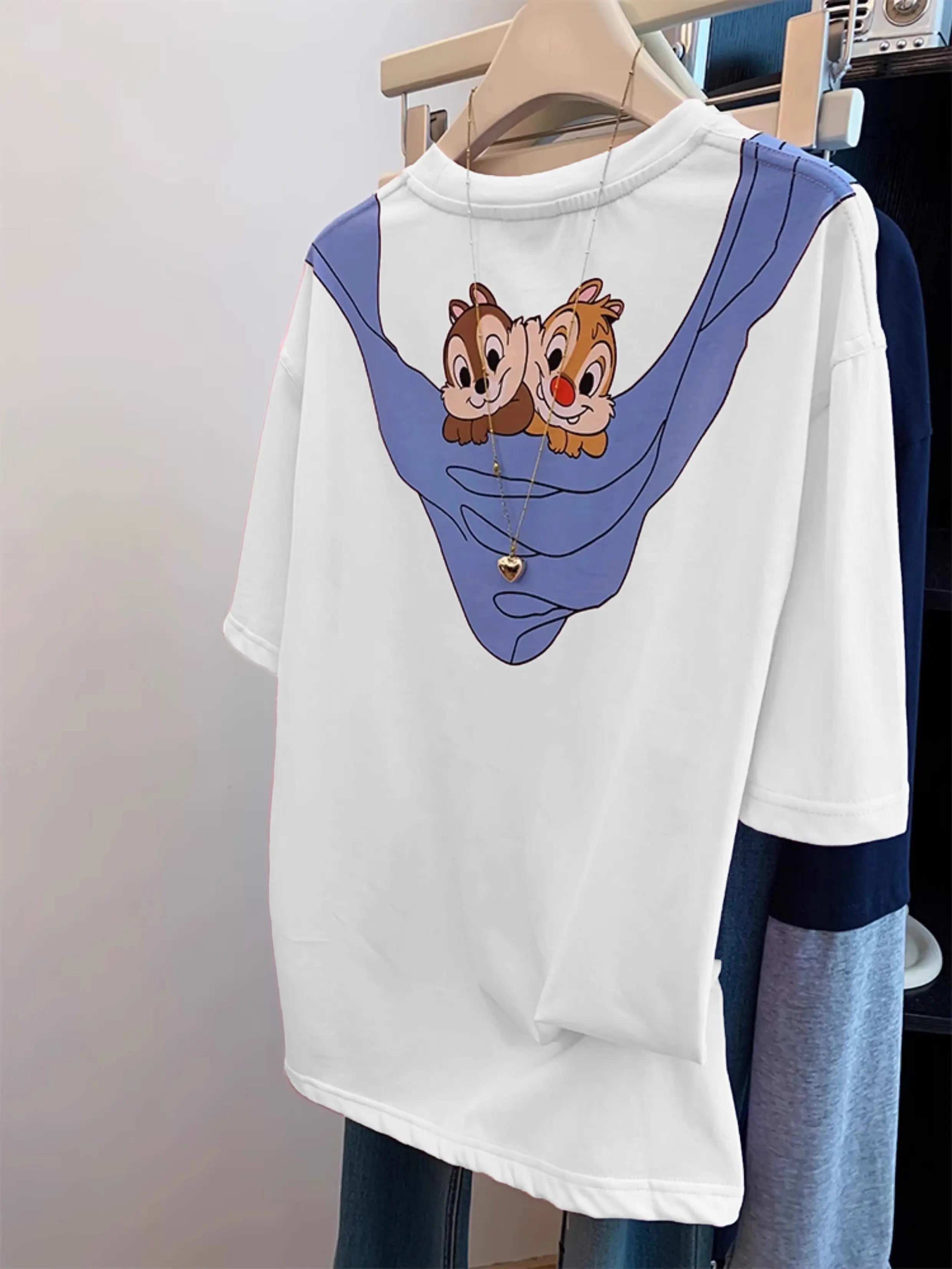 Playful Chipmunk "Cape" Print T-Shirt (Front & Back Design)