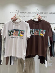 VINESU Style On Point🐈 Cat Illustration Tee—3D Accents Tell Stories