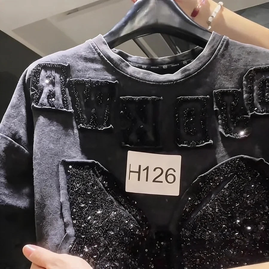 VINESU H125 🎀 H126 🔥2026 Trend: Daisy Washed Vintage Heavy-Detail Tee