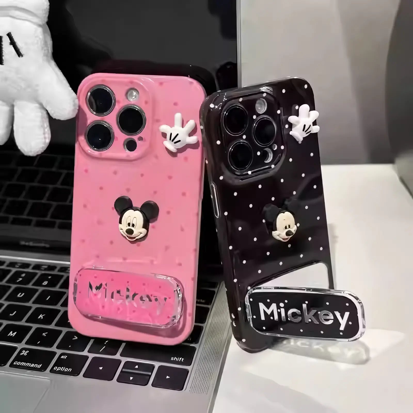 Cute Attack💘 3D Mickey Pink Polka - Dot Case