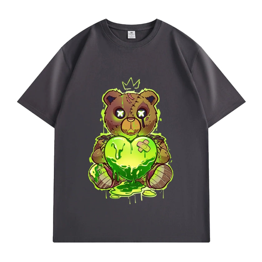 Hiphop Teddy bear Printed Heavyweight T-shirts