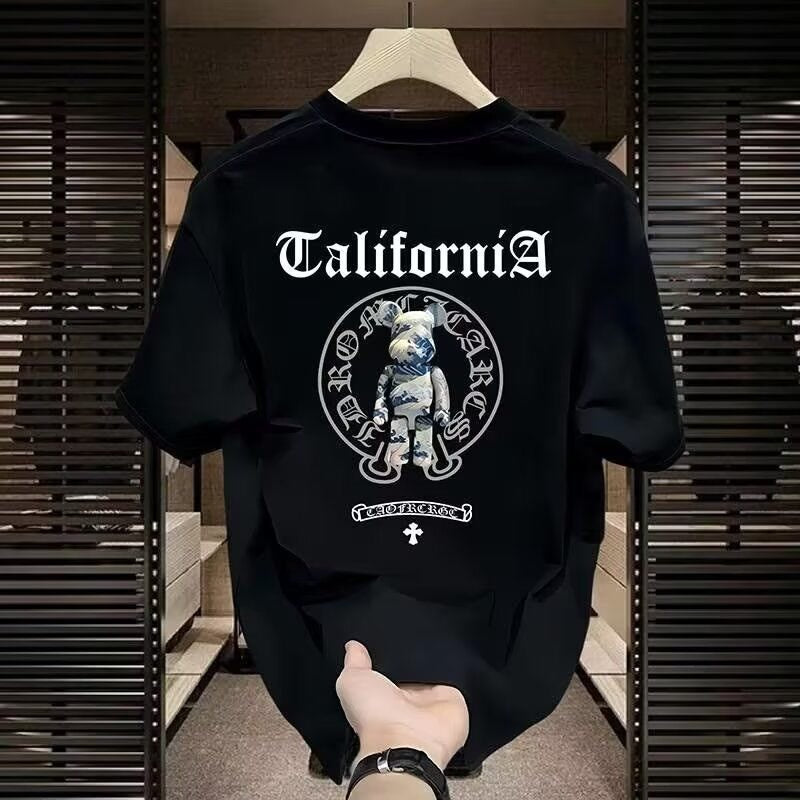 Fashionable printed heavyweight short-sleeved T-shirt