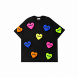 A240 - Heart Pop Handmade 3D Appliqué T-Shirt | 100% Cotton Colorful Heart Tee