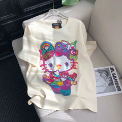 VINESU Diamond-Embellished Colorful Hello Kitty Short Sleeve 🌸