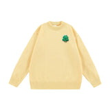 VINESU Handmade 3D Felt Decor Crewneck Sweater