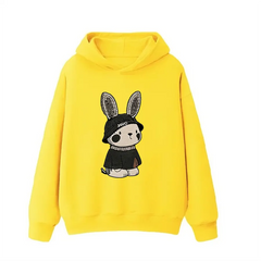 VINESU Cool Bling Bunny Ear Embroidered Hoodie｜3D Embroidery + Rhinestone Ears