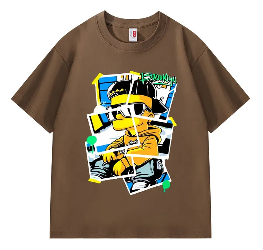 VINESU Sticker Bart Printed Heavyweight T-shirts