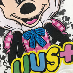 VINESU MKT04 - Cartoon Mouse Hand-Embellished Oversized Cotton T-Shirt