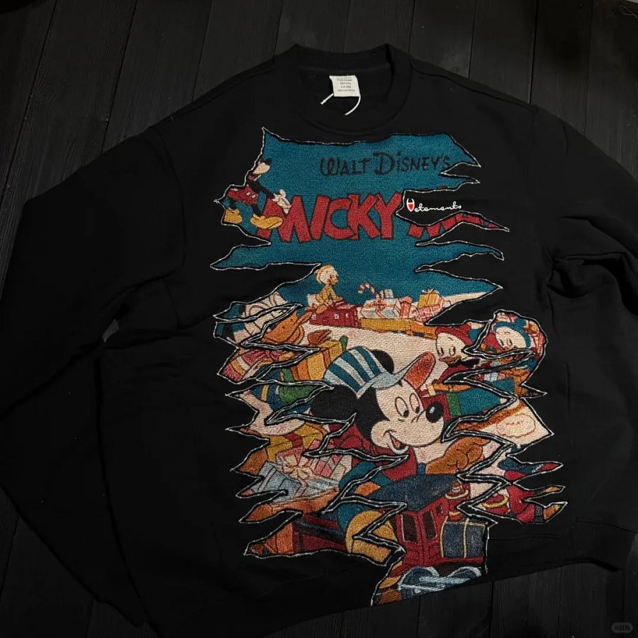 Vinesu A66 - Handmade Reworked Mickey Distressed Sweatshirt | One-of-a-Kind Festive Vintage Top