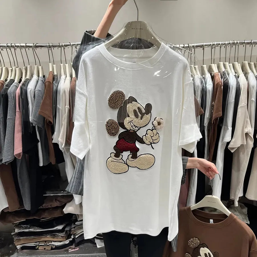 VINESU Heavy-Embellishment 3D Floral Tee