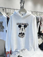 VINESU Rhinestone Mickey Hoodie - 3D Bling Design, Sweet-Cool Street Style