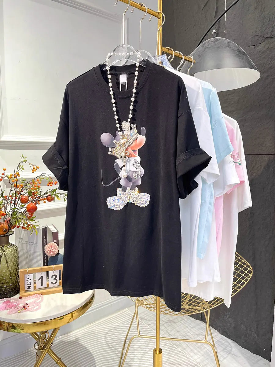 Mickey Crown Heavy Craft Crystal Embellished Tee