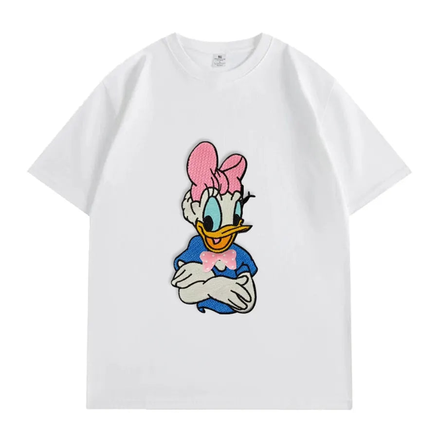 VINESU Embroidered Daisy 🎀 Cute vibe for creamy T-shirts