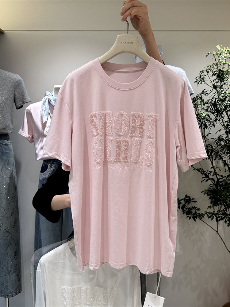 A165 - 320g Ultra-Heavyweight Beaded Graphic Tee - Premium Structured Boxy Fit Cotton T-Shirt - Luxury Artisanal Streetwear