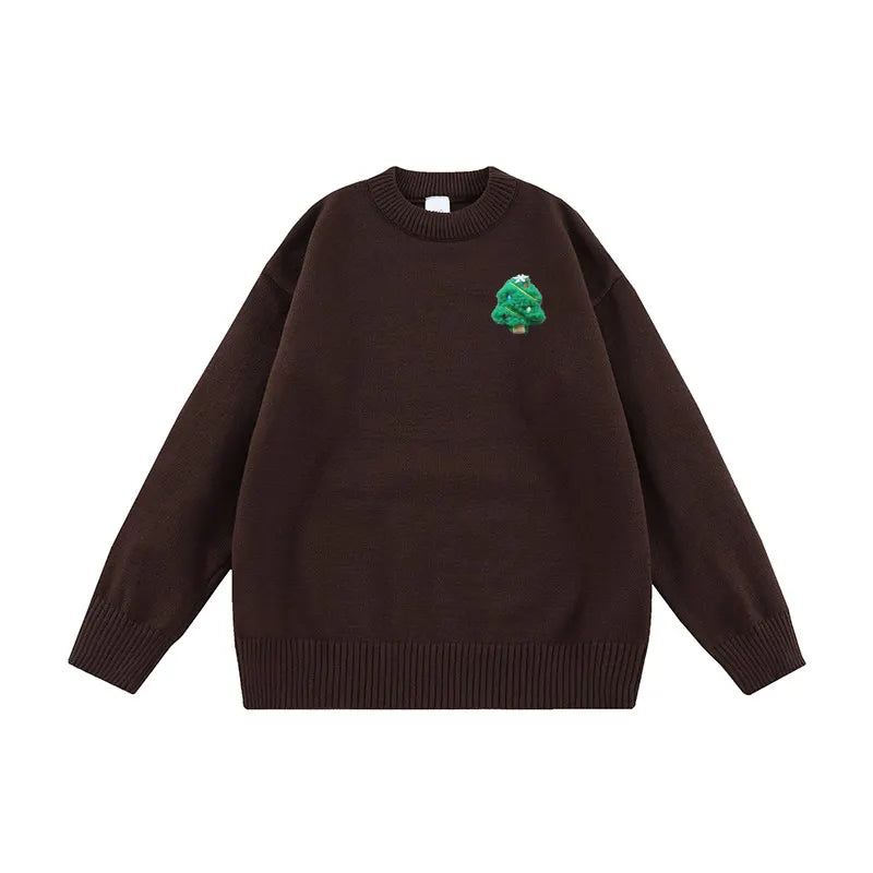 VINESU Handmade 3D Felt Decor Crewneck Sweater