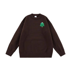 VINESU Handmade 3D Felt Decor Crewneck Sweater