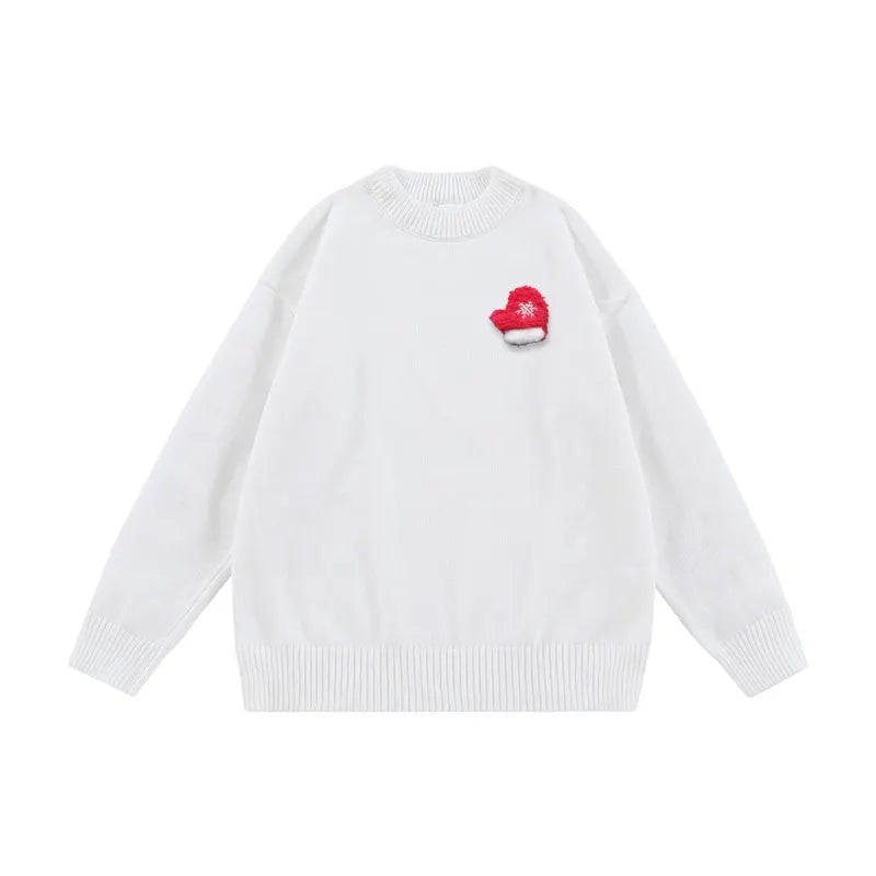 VINESU Handmade 3D Felt Decor Crewneck Sweater
