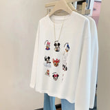VINESU Navy Blue Vibe! Cartoon Printed Long-Sleeve T-Shirt with Style