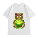 Hiphop Teddy bear Printed Heavyweight T-shirts