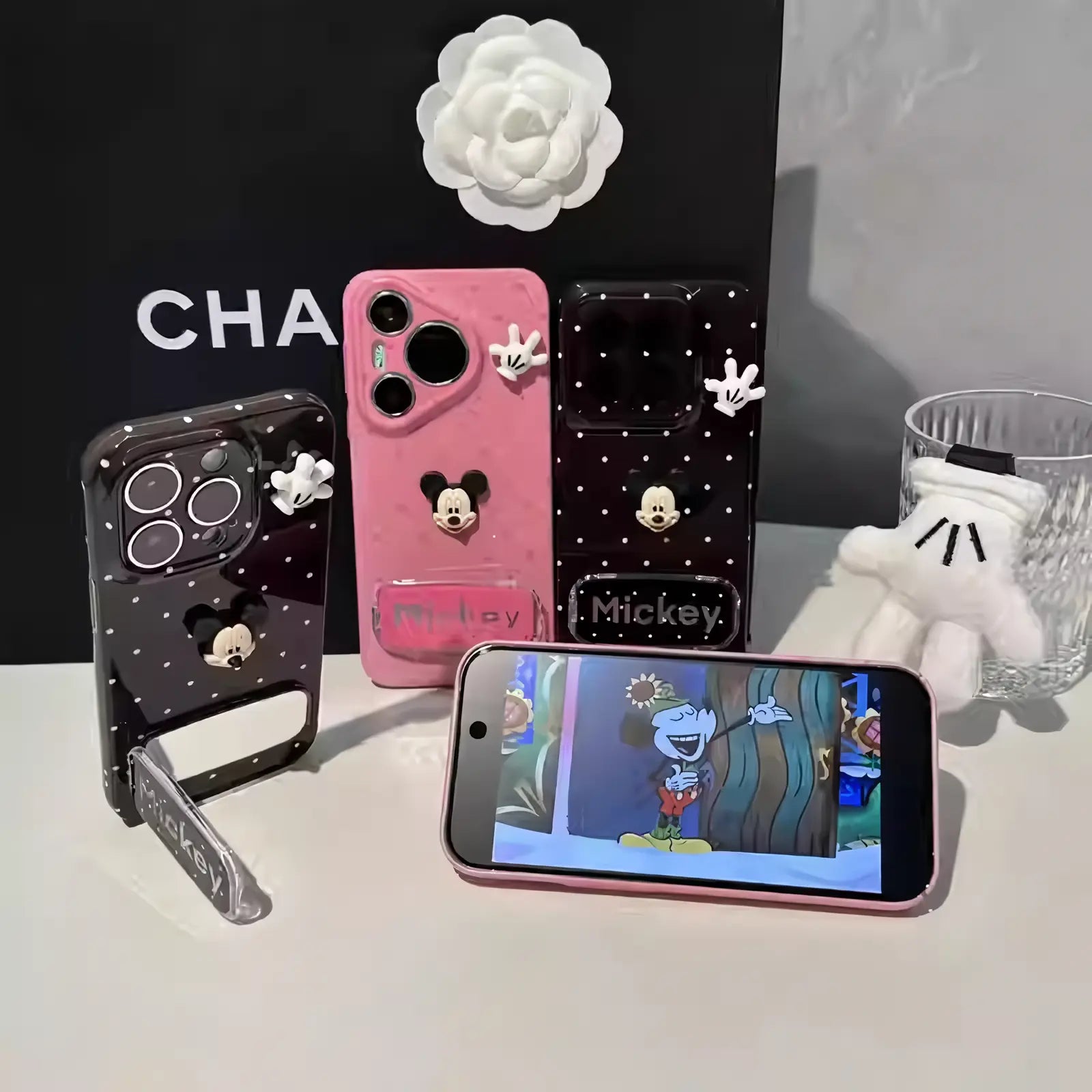 Cute Attack💘 3D Mickey Pink Polka - Dot Case
