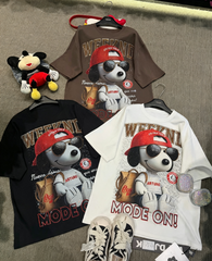 R16 - Vintage 90s Streetwear Snoopy T-Shirt - Heavy Cotton Bling Rhinestone Oversized Tee